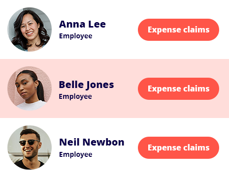 Easy expense claims, approvals & permissions. With a single click, you can invite your employees who will automatically be assigned the Employee role which will allow them to create their own expense claims and you keep the master view of all employee expenses claims.